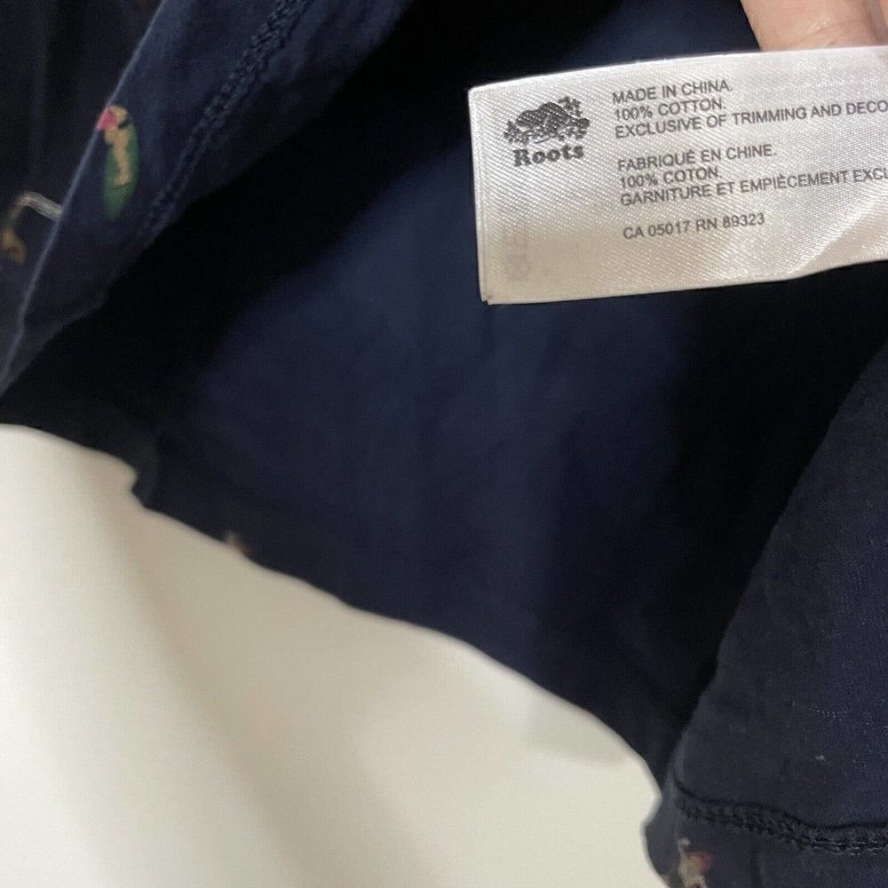 ROOTS Short sleeve crew neck navy blue surfers print logo shirt size small - Picture 4 of 5